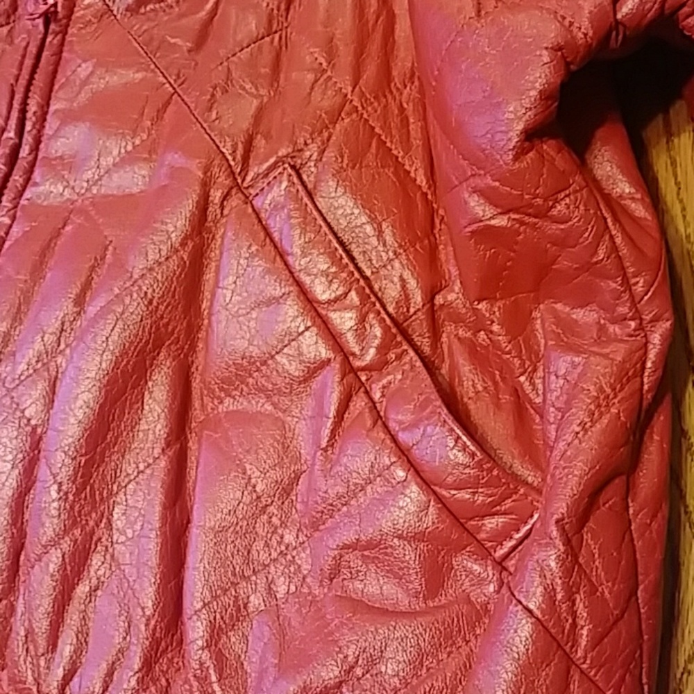 Red Leather Bomber - image 5